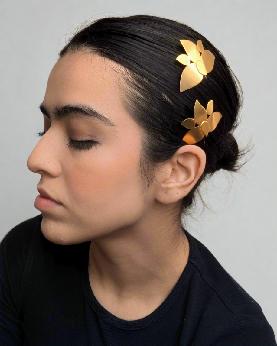 Gold plated statement hair pins